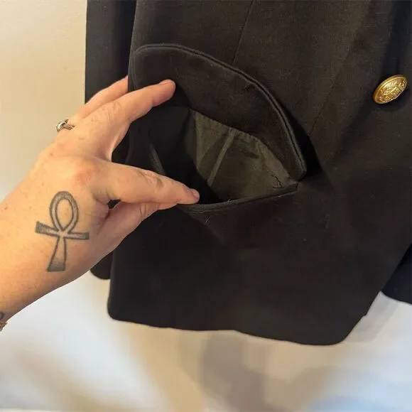 Lane Bryant Women's Blazer Jacket Size 22 Black Double-Breasted look nautical - Picture 5 of 9